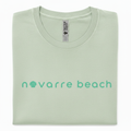 Navarre Beach Co. tee in pale stonewash green with seafoam green print